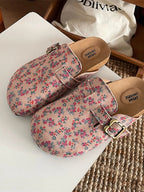 Women's floral print round toe slip-on flats by Trendsi, casual comfortable shoes for walking and daily wear.