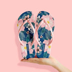 Women's floral print toe post flat sandals by Trendsi, comfortable summer beach slides with colorful floral design.