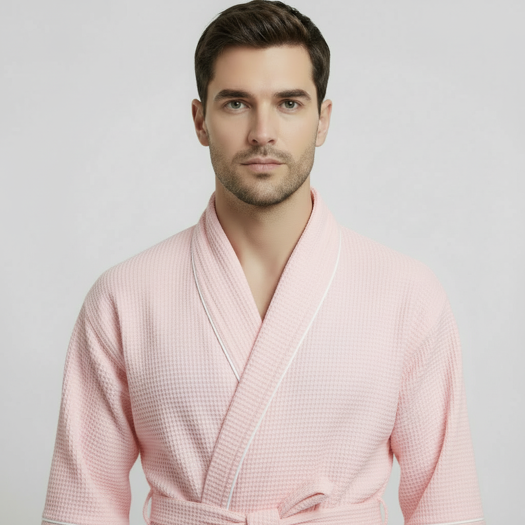 Premium Waffle Piping Robe for Men - Plush Fashion Hub