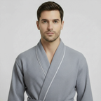 Premium Waffle Piping Robe for Men - Plush Fashion Hub
