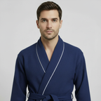 Premium Waffle Piping Robe for Men - Plush Fashion Hub