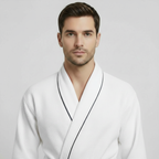 Premium Waffle Piping Robe for Men - Plush Fashion Hub