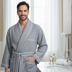 Premium Waffle Piping Robe for Men - Plush Fashion Hub