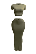 Short sleeve crop top and long skirt set from The House of Stylez, featuring a coordinated 2-piece fashion ensemble.