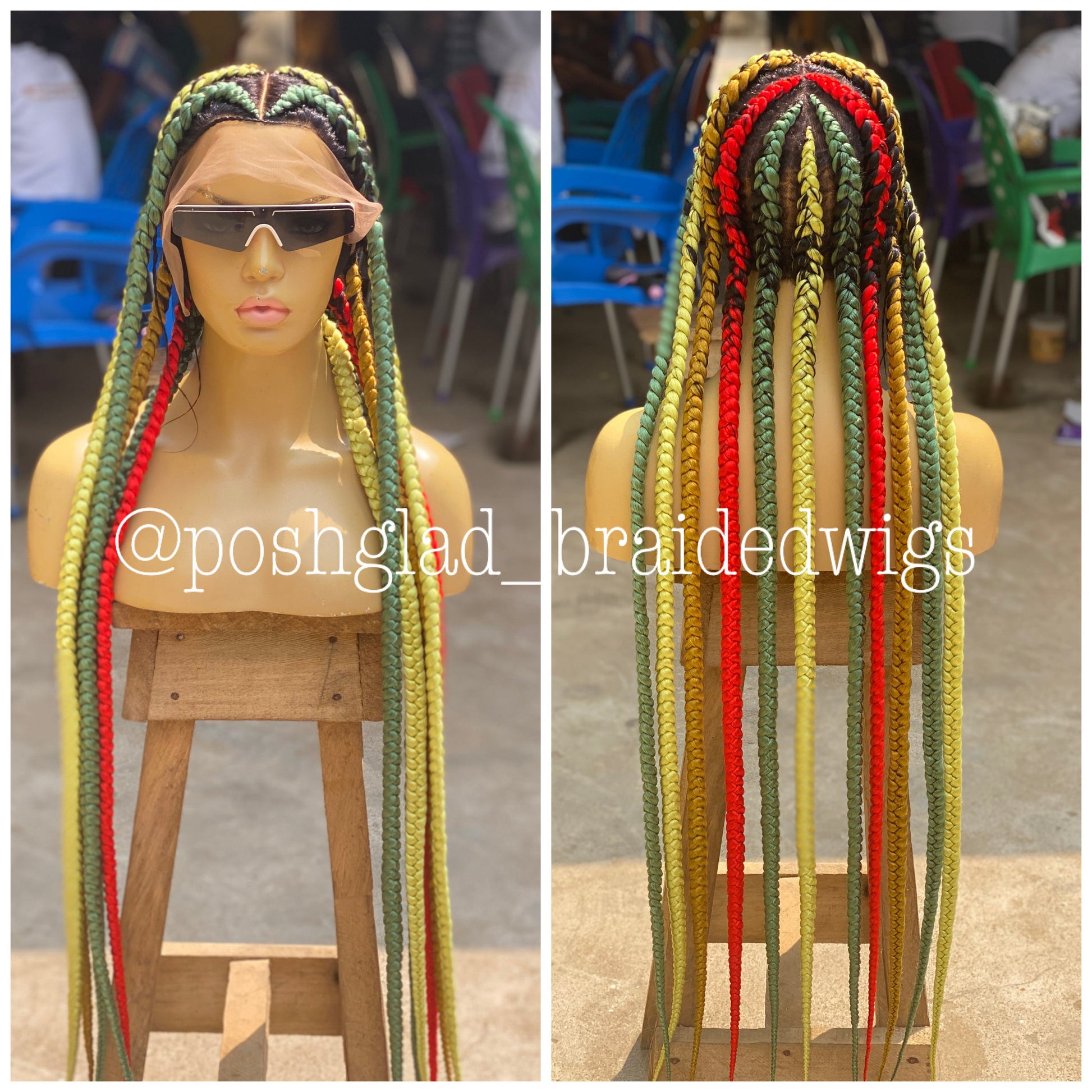 Pop Smoke Wig "Swiss Full Lace" Mixed Colors Poshglad Braided Wigs