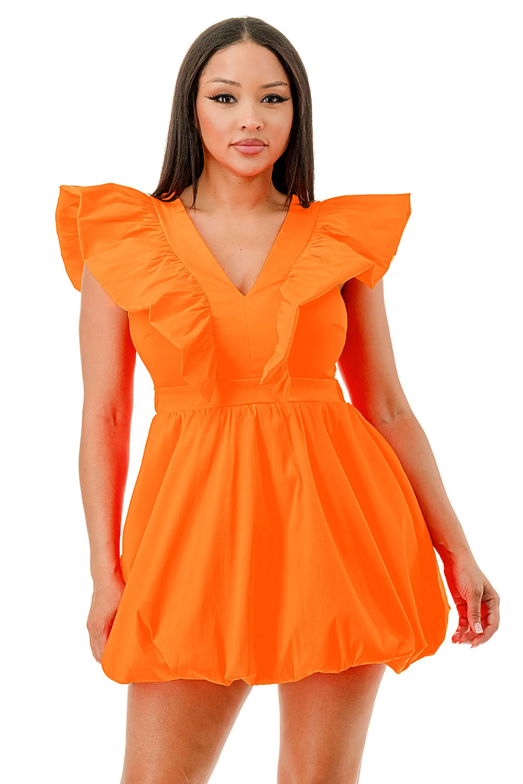 Deep V-neck sleeveless dress by The House of Stylez, showcasing a fitted silhouette and elegant neckline in a stylish design.