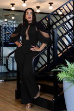 Fasheabe La Mesh Inserted Fashion Jumpsuit, stylish playsuit with mesh details, fitted design, and sleeveless cut.