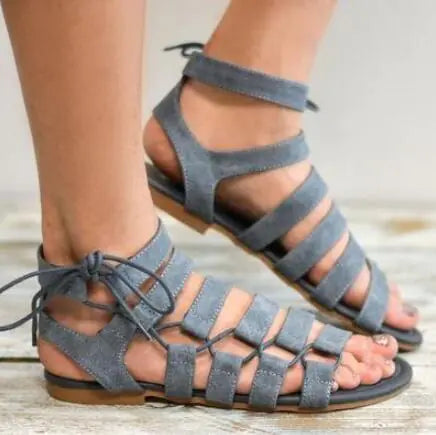 Plus size European style gladiator sandals for women with multiple straps, featuring trendy design and open toe style.