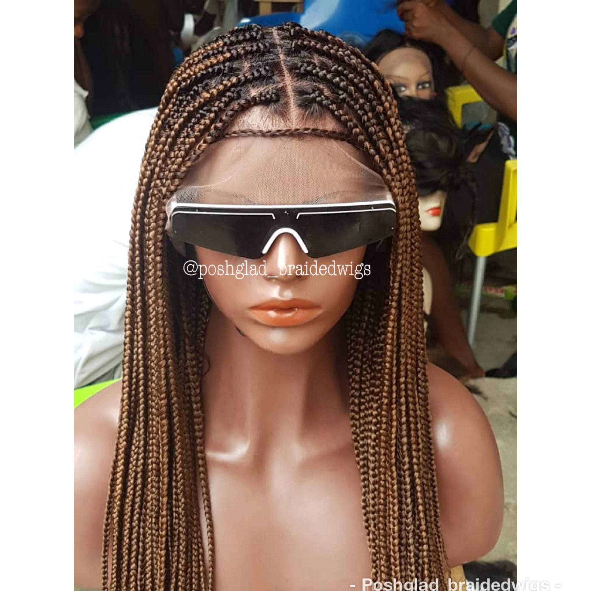 Knotless Braid Wig, Dark Honey Blond, Swiss Full Lace, Glueless - Helen - Plush Fashion Hub