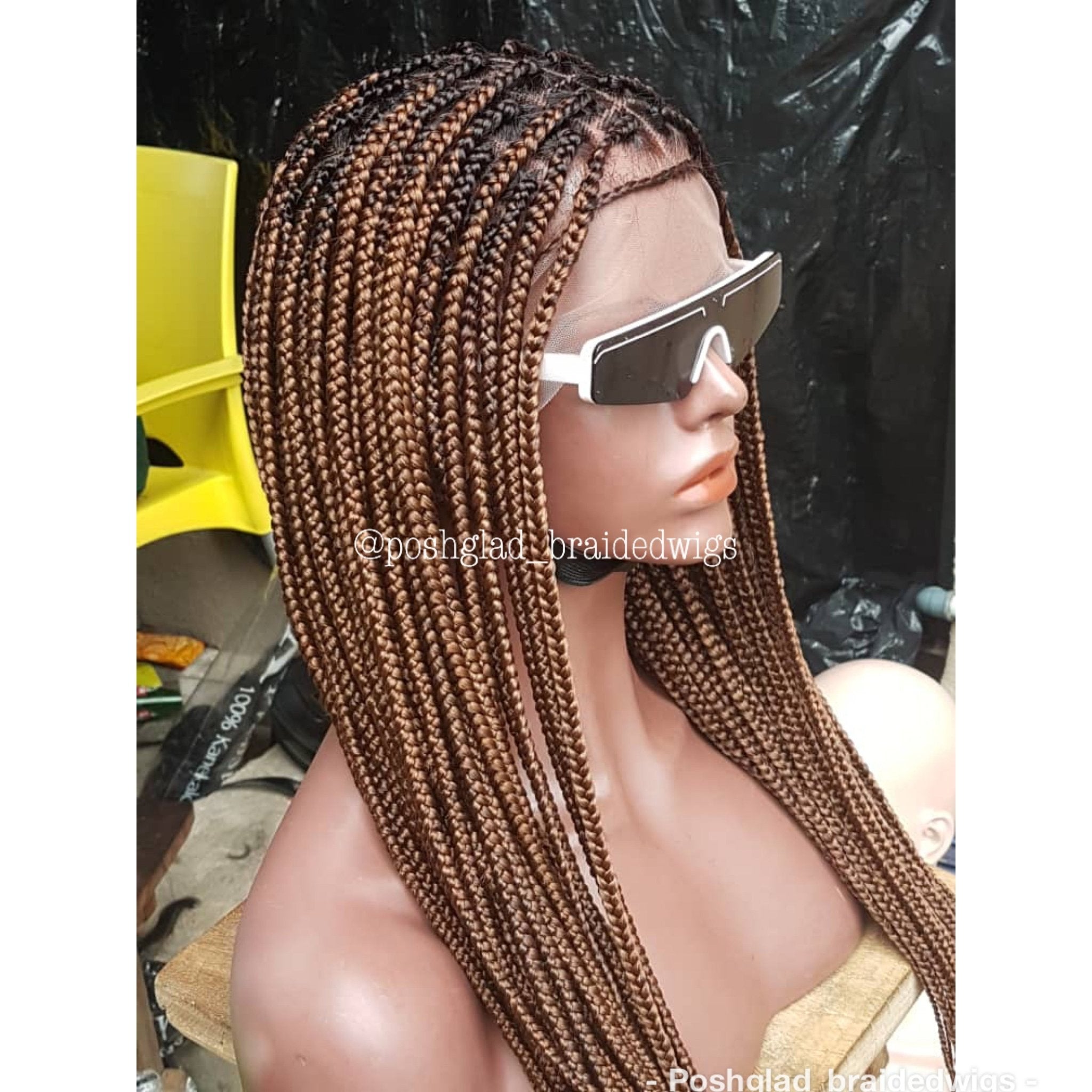 Knotless Braid Wig, Dark Honey Blond, Swiss Full Lace, Glueless - Helen - Plush Fashion Hub
