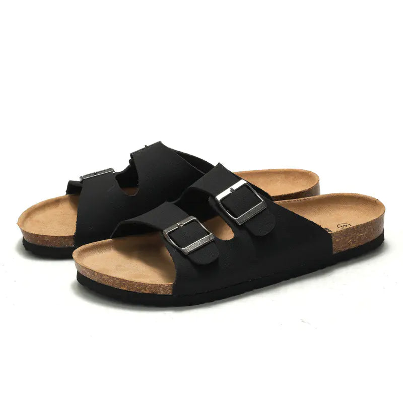 Men's cork slip-on sandals from Trendy Attic Store01, featuring comfortable design perfect for casual wear and beach outings.