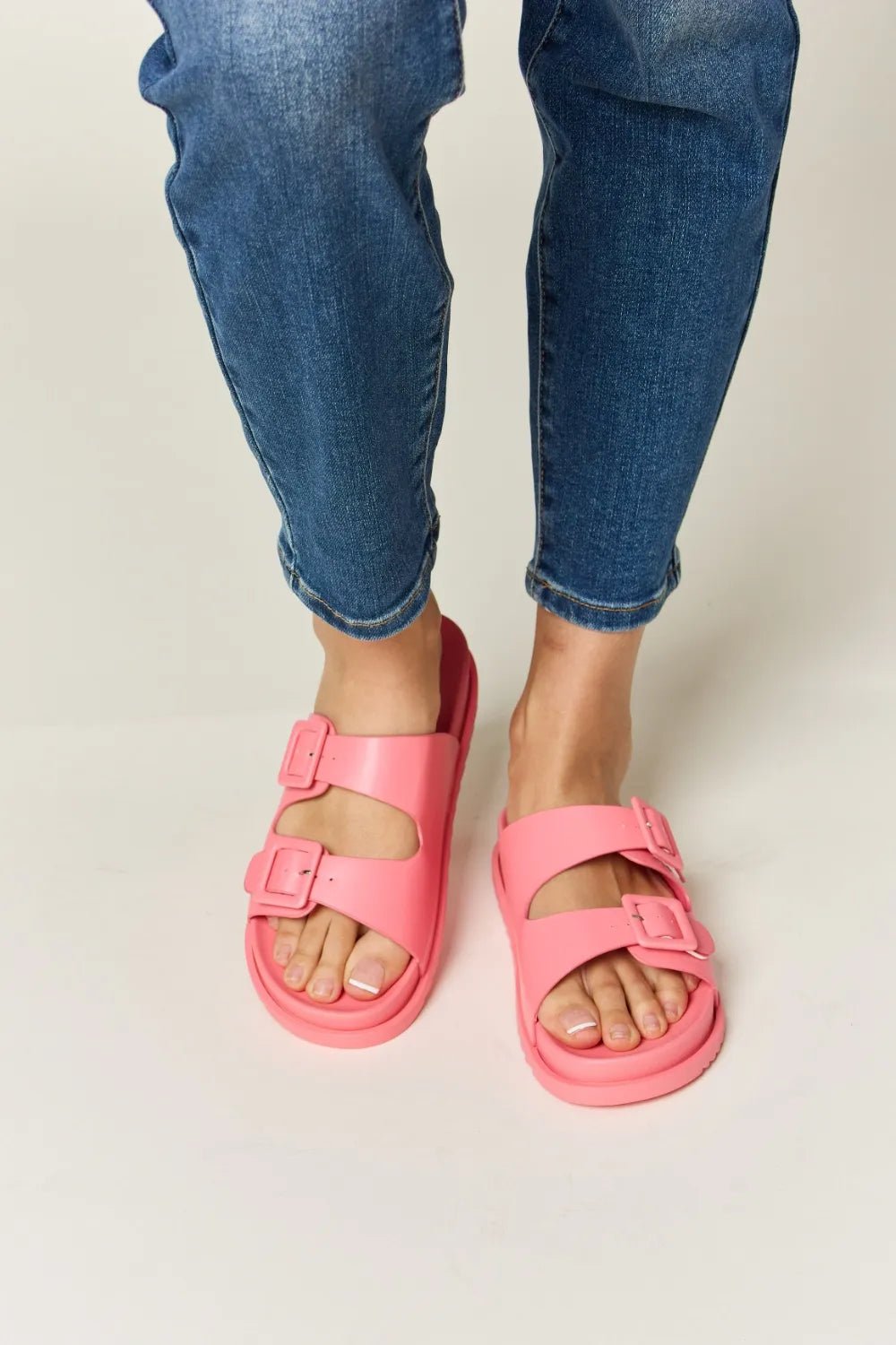 Legend Women's double buckle open toe sandals featuring comfortable straps and open toe design, perfect for summer wear.