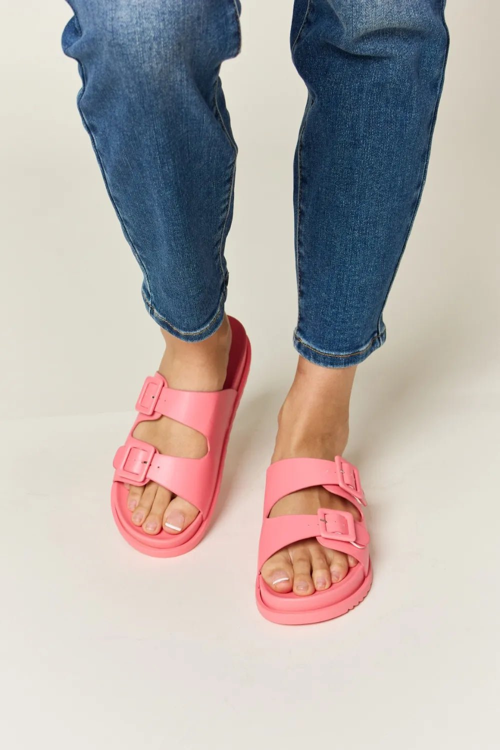 Legend Women's double buckle open toe sandals showing stylish straps and open toe design, perfect for comfortable summer footwear.