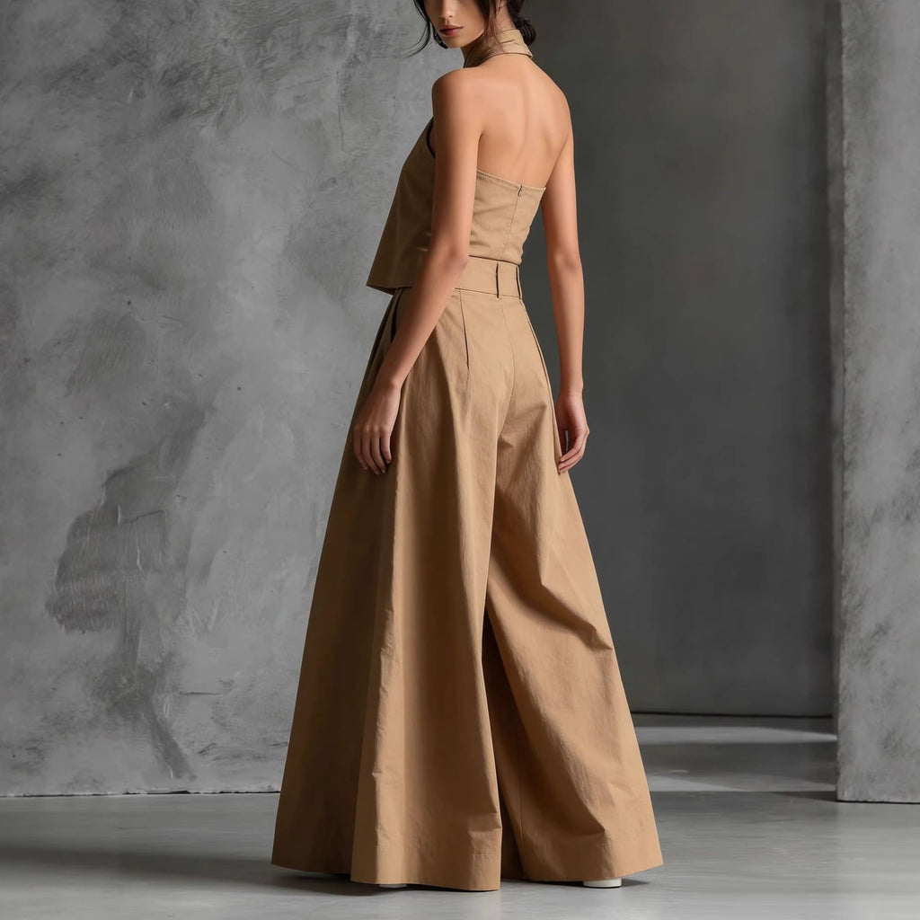 Casualwear two-piece set by Plush Fashion Hub with a loose sleeveless top and wide-leg pants, perfect for relaxed styling.