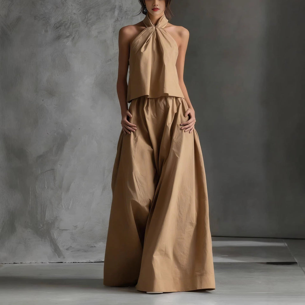 Casualwear two-piece set by Plush Fashion Hub featuring a loose-fitting sleeveless top and wide-leg pants, perfect for relaxed style.