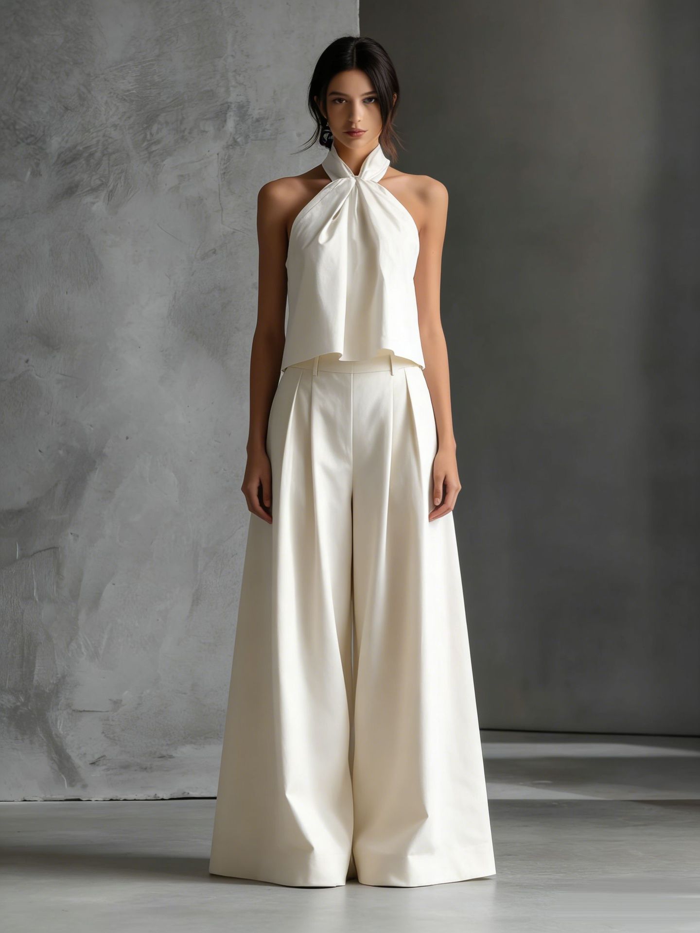 Casualwear two-piece set with loose sleeveless top and wide-leg pants from Plush Fashion Hub, perfect for relaxed style.
