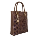 Chocolate luminous leather bag by Plush Fashion Hub with sleek design and polished finish, perfect for stylish everyday use.