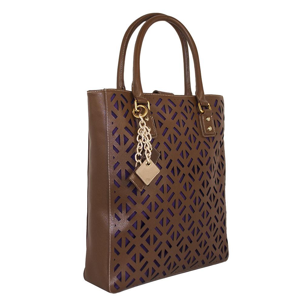 Chocolate luminous leather bag by Plush Fashion Hub with sleek design and polished finish, perfect for stylish everyday use.