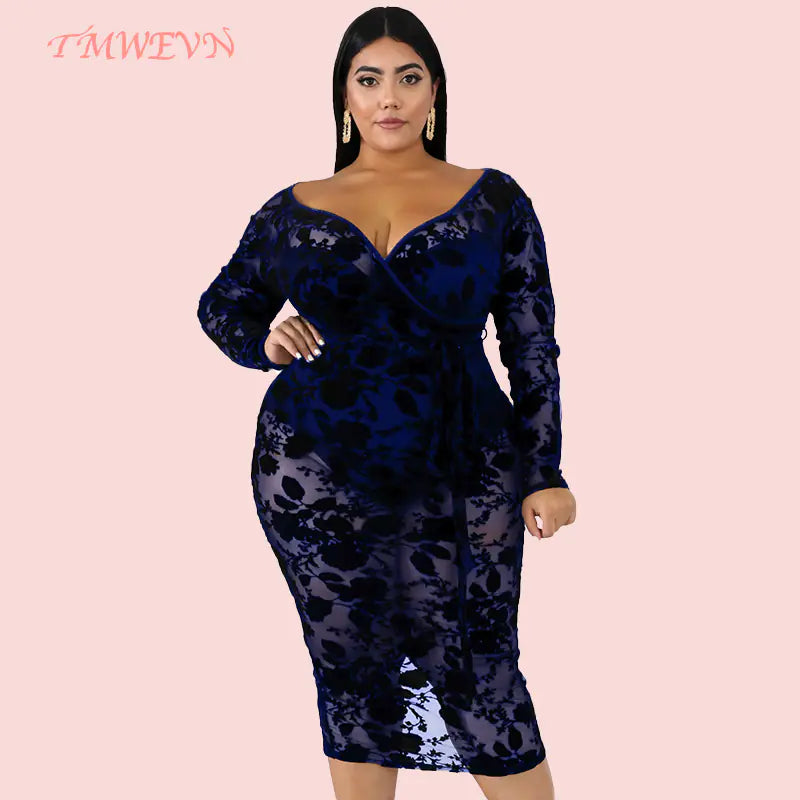 Plus size black lace bodycon dress for women by Trendy Attic, showcasing fitted silhouette and delicate lace details.