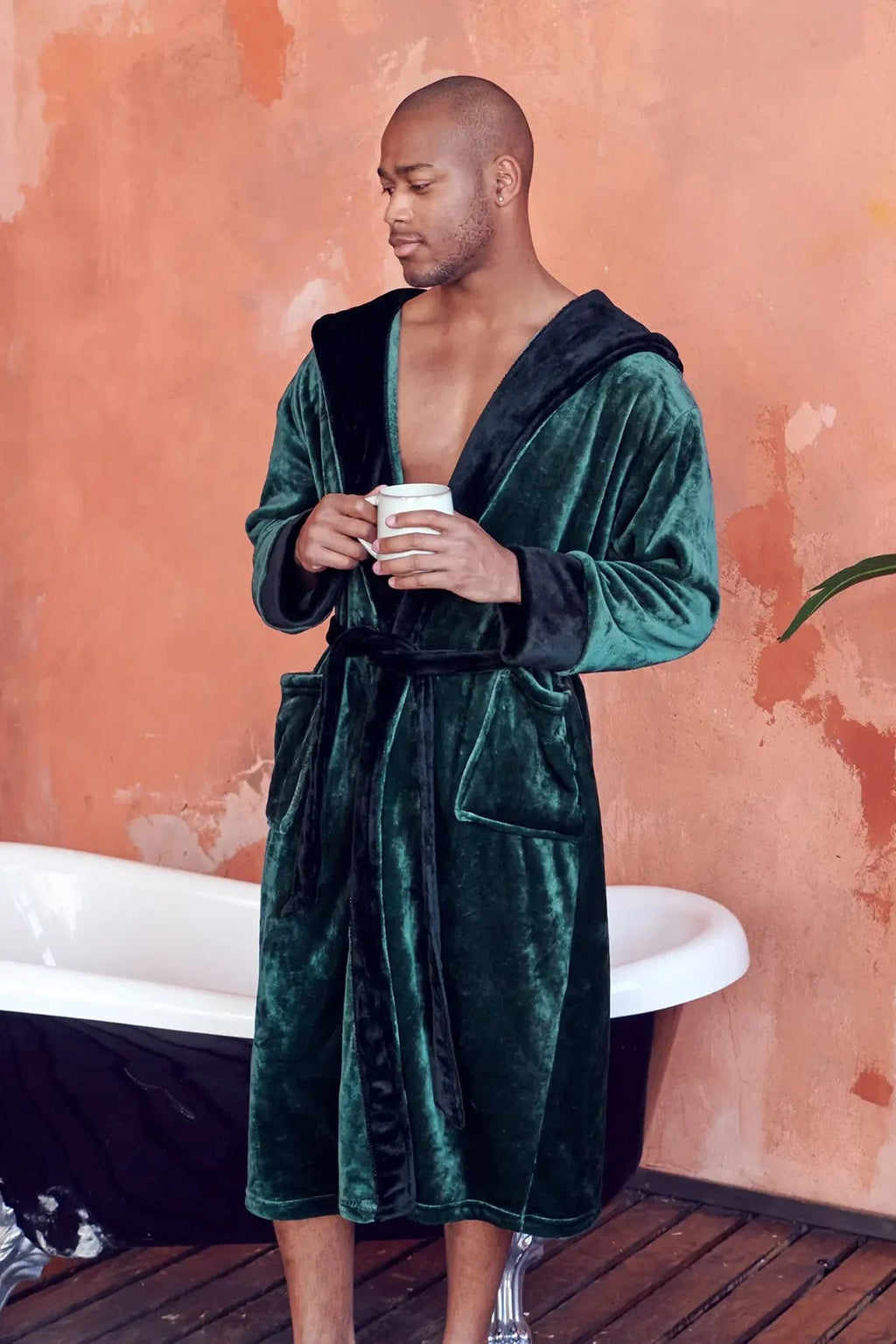 Men’s hooded plush robe from Plush Fashion Hub featuring ultra-soft fabric and a cozy hood, ideal for comfortable everyday wear.
