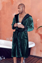 Men’s hooded plush robe from Plush Fashion Hub featuring ultra-soft fabric and a cozy hood, ideal for comfortable everyday wear.