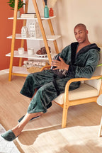 Men’s plush hooded robe from Plush Fashion Hub, featuring ultra-soft fabric, cozy hood, and comfortable fit for everyday wear.