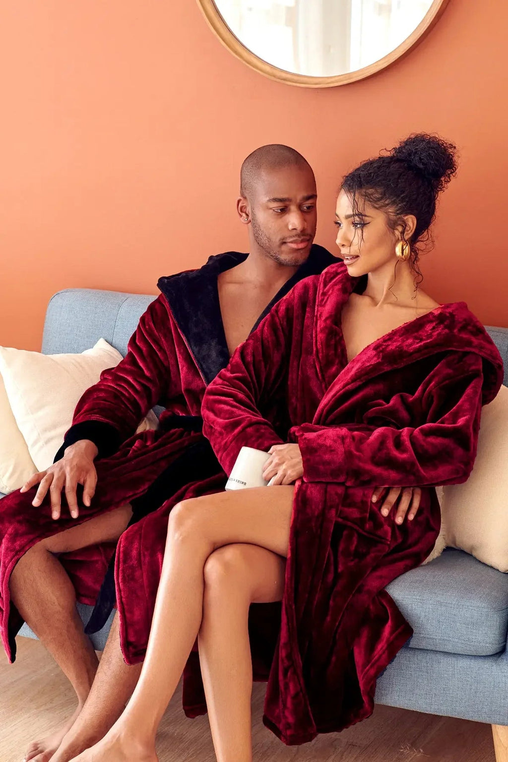 Men’s ultra-soft plush hooded robe from Plush Fashion Hub, showing a cozy, comfortable robe with a hood and plush fabric.