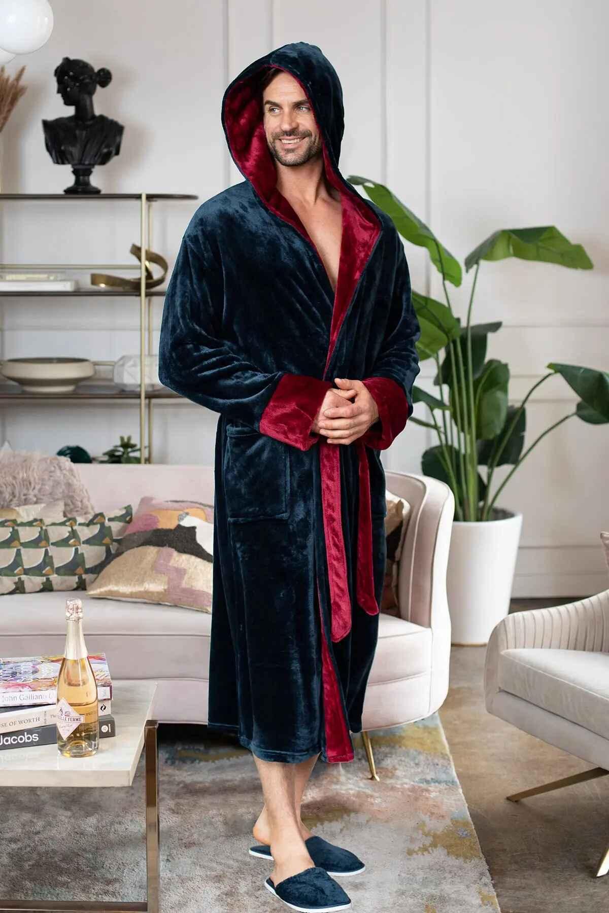 Men’s plush hooded robe from Plush Fashion Hub, ultra-soft fabric, featuring a hood and cozy design for everyday comfort.