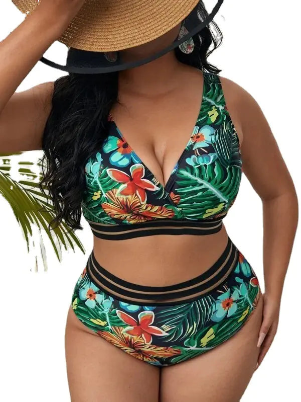 Plus size women's high waist bikini swimwear from Trendy Attic Store01, featuring a stylish fit and vibrant colors.