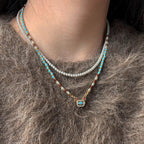 Natural turquoise pearl Chinese-style clavicle necklace featuring traditional design and elegant craftsmanship.