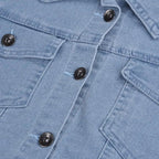 Stevvex women's ripped denim jacket with puff sleeves, vintage casual style, short jean design, suitable for spring and winter wear