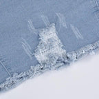 Stevvex women's ripped denim jacket with puff sleeves, vintage casual style, short jean coat perfect for spring and streetwear fashion.