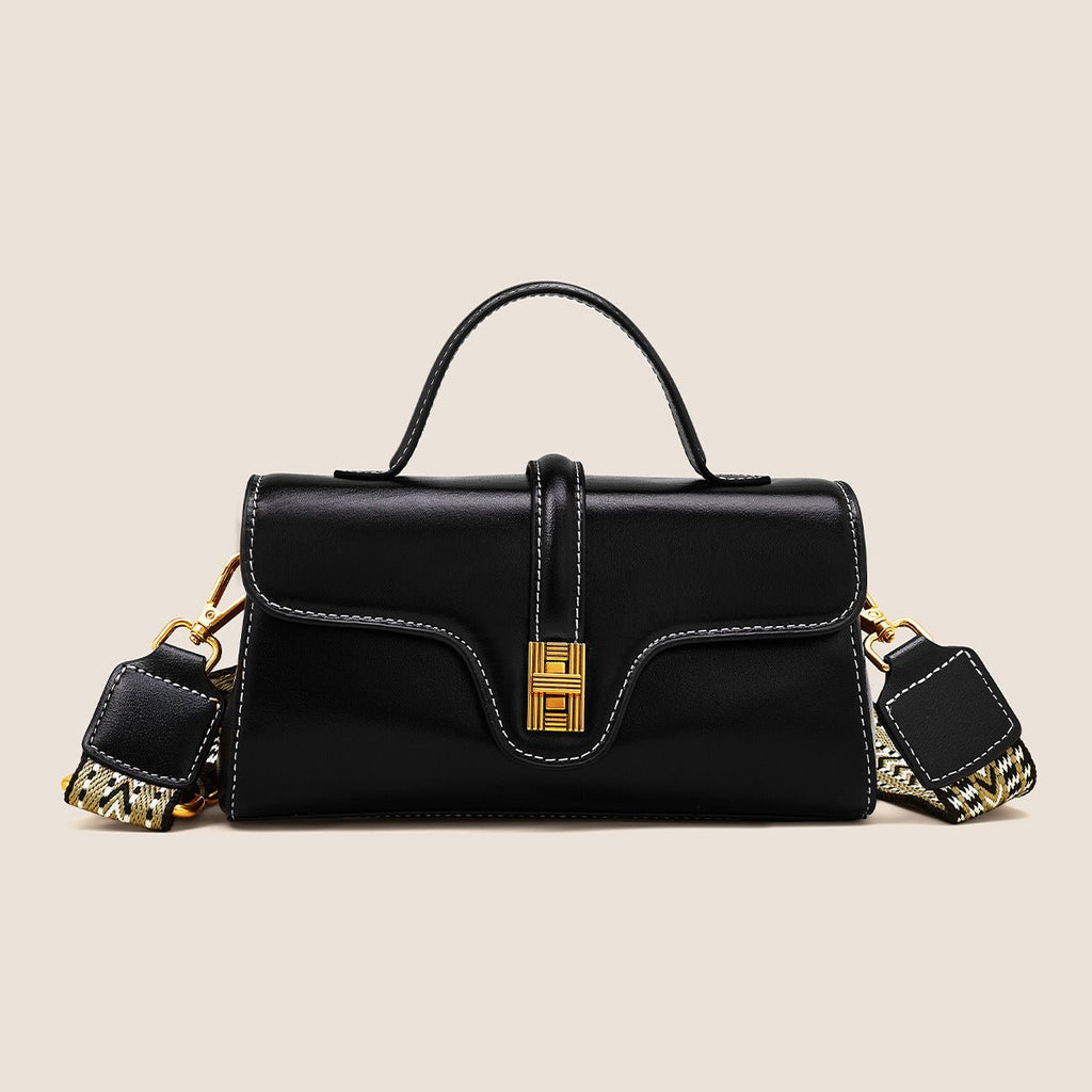 Plush Fashion Hub Niche Original High Sense Mild Luxury Retro Cambridge portable messenger bag with adjustable strap and multiple compartments.