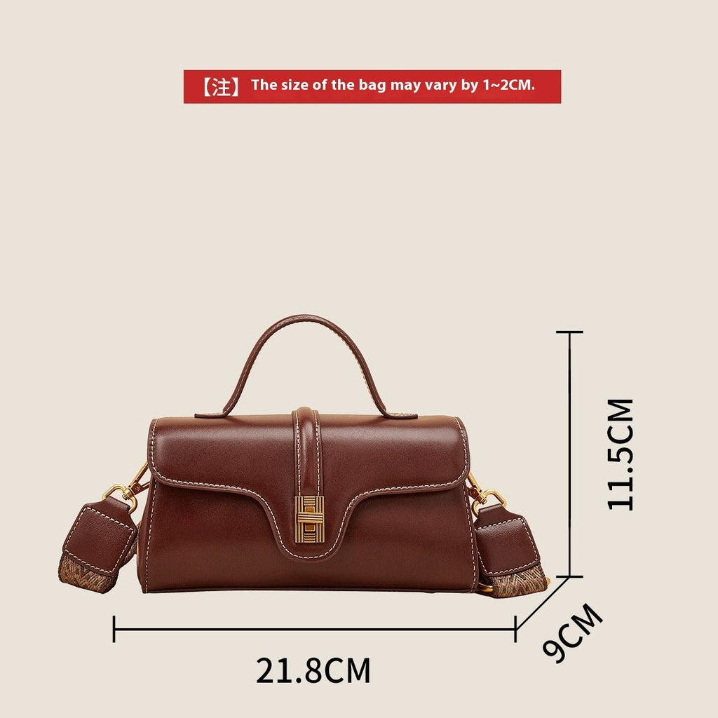 Plush Fashion Hub Niche Original High Sense Mild Luxury Retro Cambridge portable messenger bag with adjustable strap and classic design.