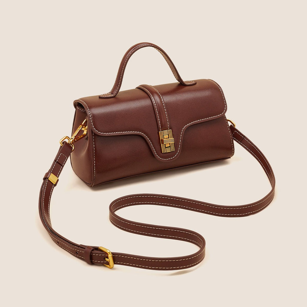 Plush Fashion Hub Niche Original High Sense Retro Cambridge Messenger Bag with adjustable strap and classic design.