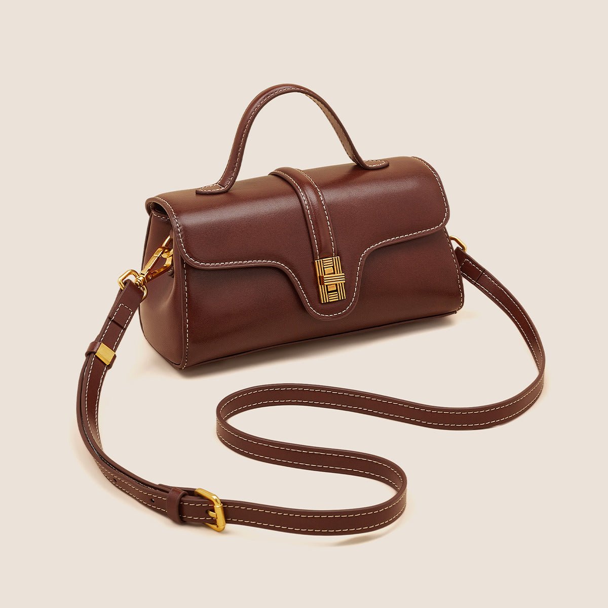 Plush Fashion Hub Niche Original High Sense Retro Cambridge Messenger Bag with adjustable strap and classic design.