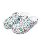 Colorful cartoon nurse-themed women's sandals by Trendy Attic Store01, featuring playful nurse character designs and comfortable slip-on style.