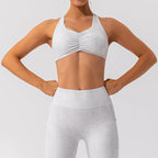 Nude Feel women’s Pilates and yoga activewear set from Plush Fashion Hub, featuring a fitted sports bra and high-waisted leggings.