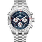 Oceanaut Men's Flight watch by Bids.com featuring a black dial, stainless steel case, and leather strap.