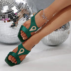 Women's open toe block heel sandals by Trendsi, stylish and comfortable chic footwear with a modern design.