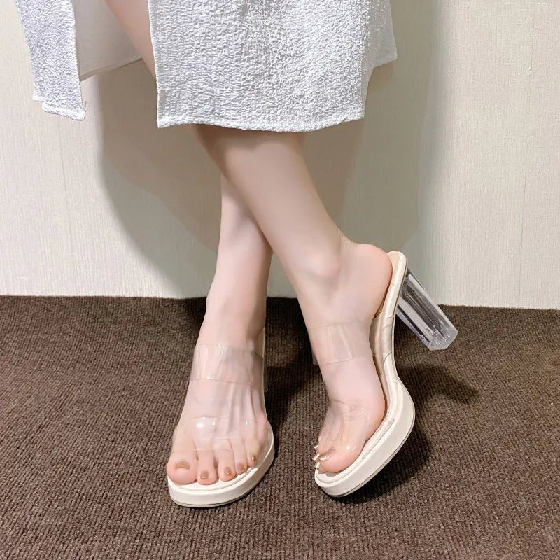 Chic open-toe block heel sandals for women by Trendsi, featuring a stylish design and comfortable dress shoe style.