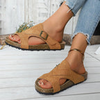 Women's open toe cutout low heel sandals by Trendsi, stylish and comfortable dress shoes with a chic open-toe design.