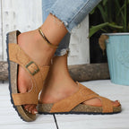 Women's open-toe cutout low heel sandals by Trendsi featuring stylish design and comfortable dress shoe style.