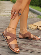 Women's breathable mesh open-toe flat sandals with stylish design, perfect for casual summer wear.