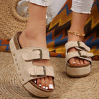 Women's open toe platform flat sandals by Trendsi, lightweight summer shoes with comfortable open-toe design and trendy style.