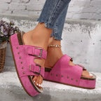 Women's open-toe platform flat sandals by Trendsi, lightweight summer shoes with a comfortable open-toe design and sturdy sole.