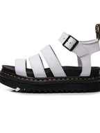 Women's open toe platform sandals with faux leather straps and chunky soles, stylish slides for casual or dressy occasions.