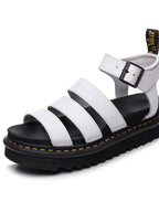 Women's open toe platform sandals with chic faux leather straps and chunky sole, stylish slide shoes by Trendsi.