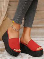 Women's breathable mesh open toe platform wedge sandals with thick heel and stylish design.
