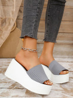 Women's breathable mesh open toe platform wedge sandals by Trendsi, featuring a stylish open-toe design and comfortable wedge heel.